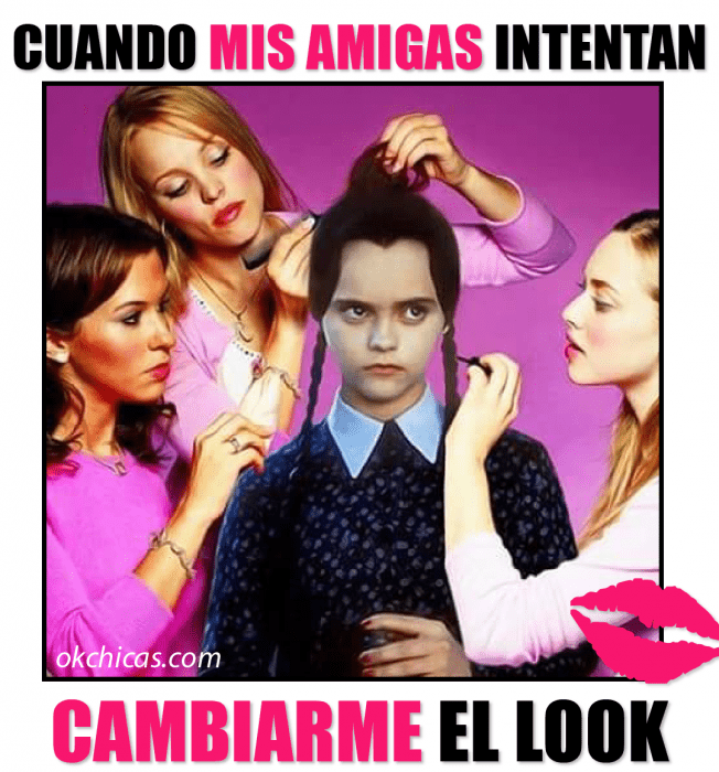 meme ok chicas niña con trenzas y amigas arreglandola