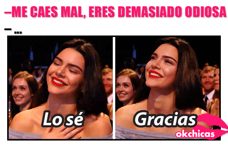 meme ok chicas mujer sonriendo dice gracias 