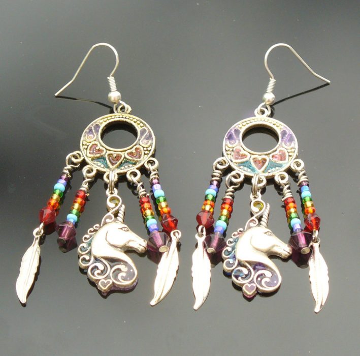 aretes boho unicornio