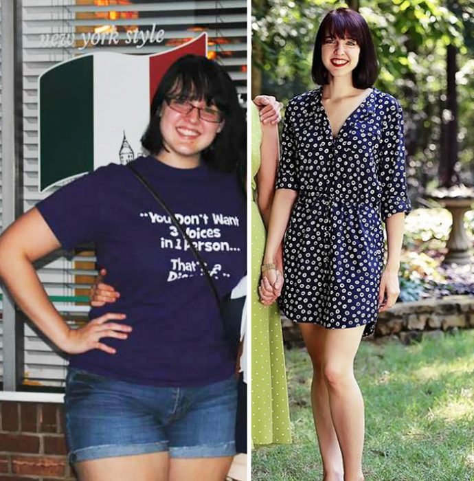 mujer antes y después de bajar de peso