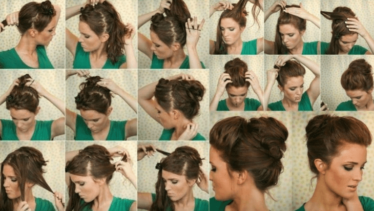 tutorial peinados mujer cabello castaño chongo 