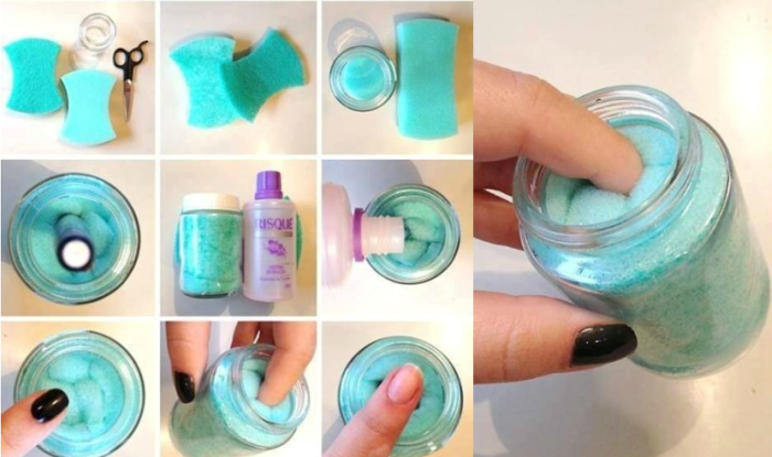 tutorial para hacer esponja quitaesmalte en frasco 