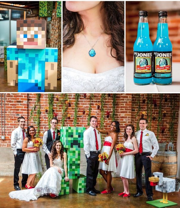 Elementos para Boda al estilo Minecraft 