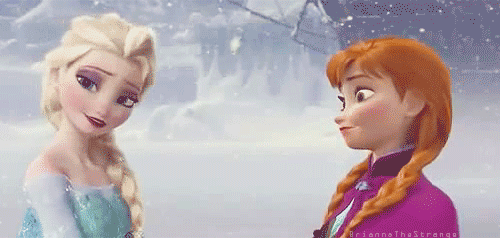 GIF hermanas de la película Frozen conversando 