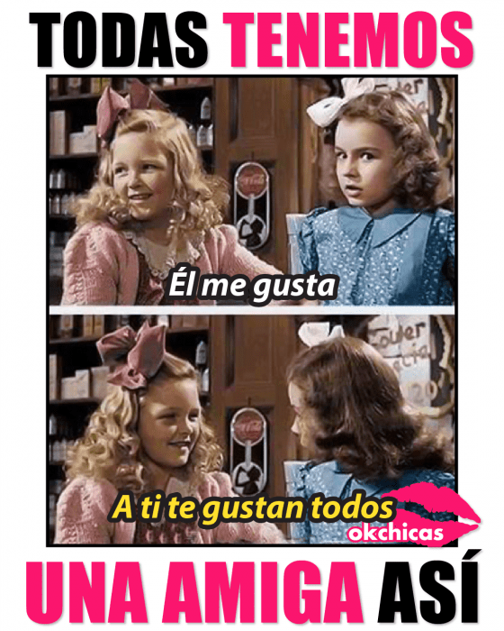 Meme okchicas chicas conversando en una cafetería