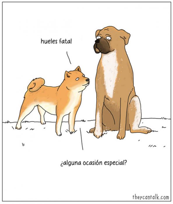 Ilustración donde dos perros están hablando