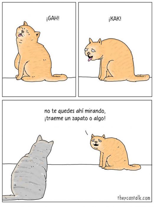 Ilustración de dos gatos conversando 