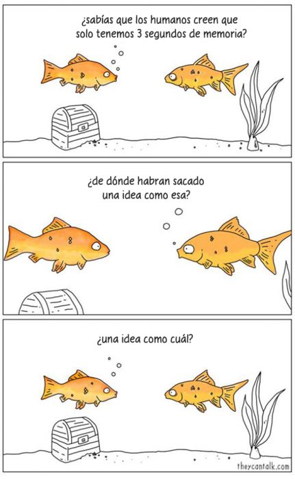 Ilustración donde aparecen dos peces hablando