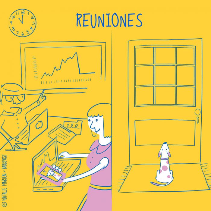 Ilustración ser mamá de un perro es: las reuniones 