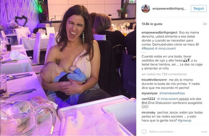 Comentarios en Instagram a una chica que amamanta a su bebé durante una boda 