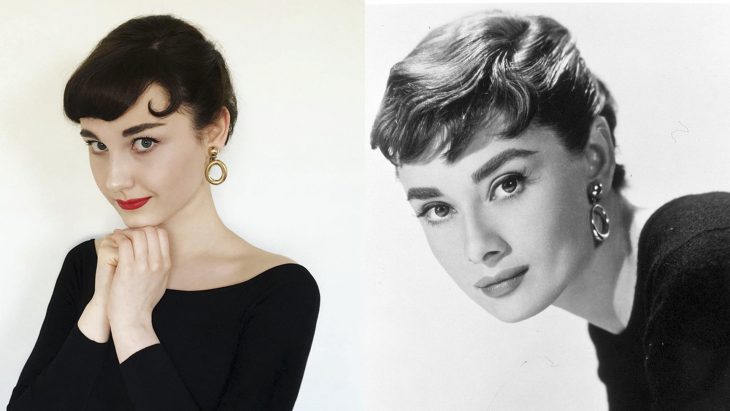 Chica imitando a Audrey Hepburn 