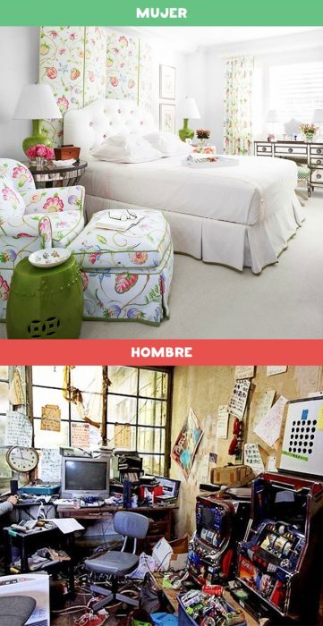 DIFERENCIAS HOMBRES MUJERES - La decoración del cuarto de un hombre y de una mujer