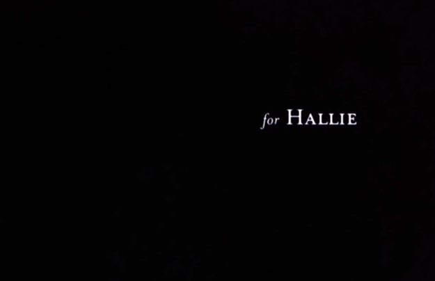 fondo negro con las palabras For Hallie