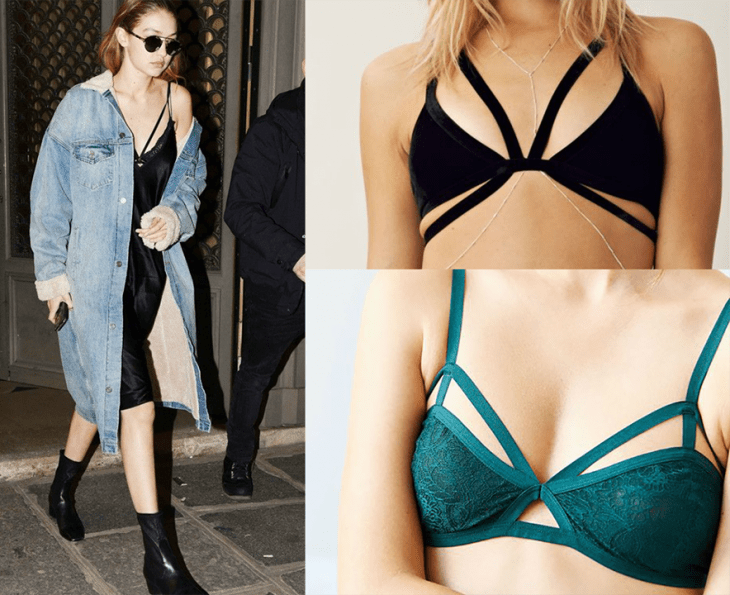 Mujeres con bralette de triangulos y tiras