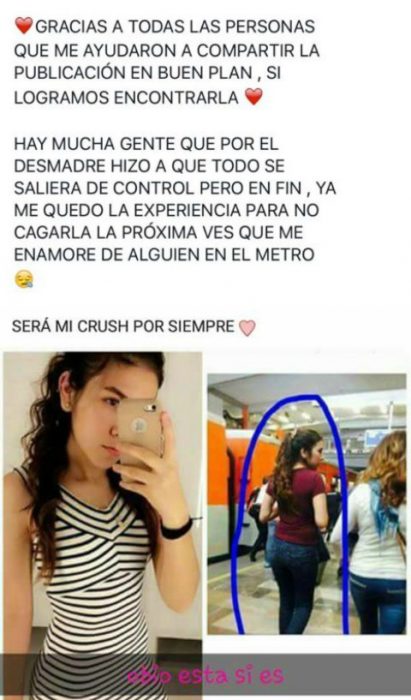 elfie mujer de cabello largo con vestido de rayas y comentarios de facebook