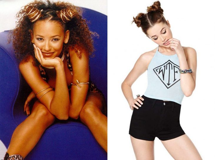 antes y después de la moda de los 90's double bun 