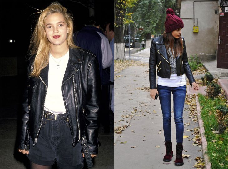 antes y después de la moda de los 90's chaquetas de piel 