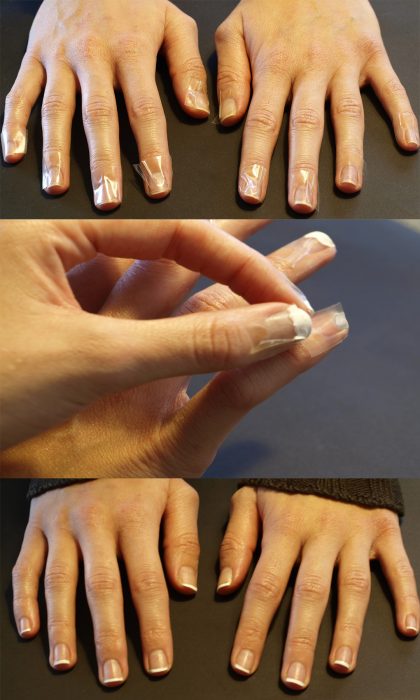 Formas de hacer una manicura francesa con cinta adhesiva 