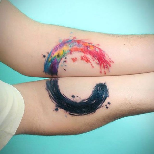 tatuaje pareja zen colores y negro