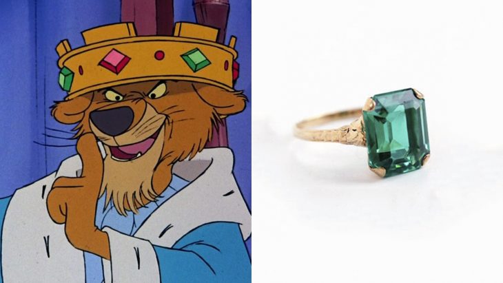 Anillo basado en el villano príncipe John de la película robin hood 