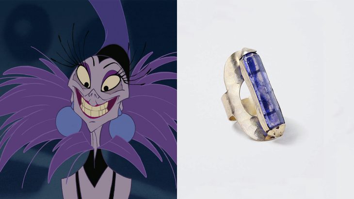 Anillo basado en la villana Yzma de la película las locuras del emperador 