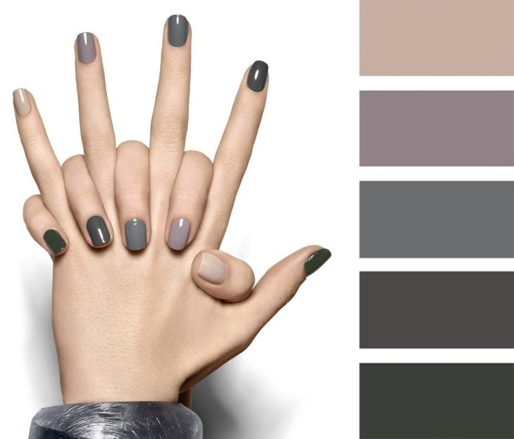 Combinaciones de uñas en color gris 