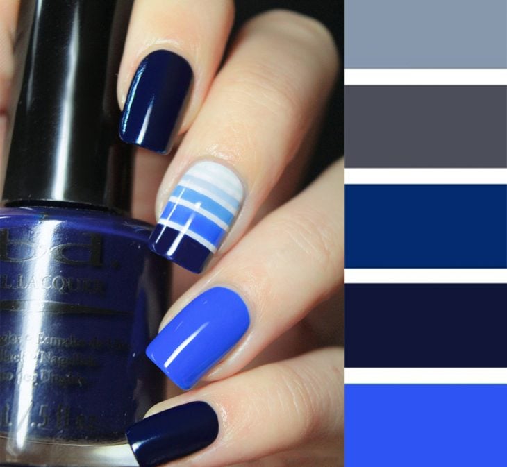 Combinaciones de uñas en colores azules 