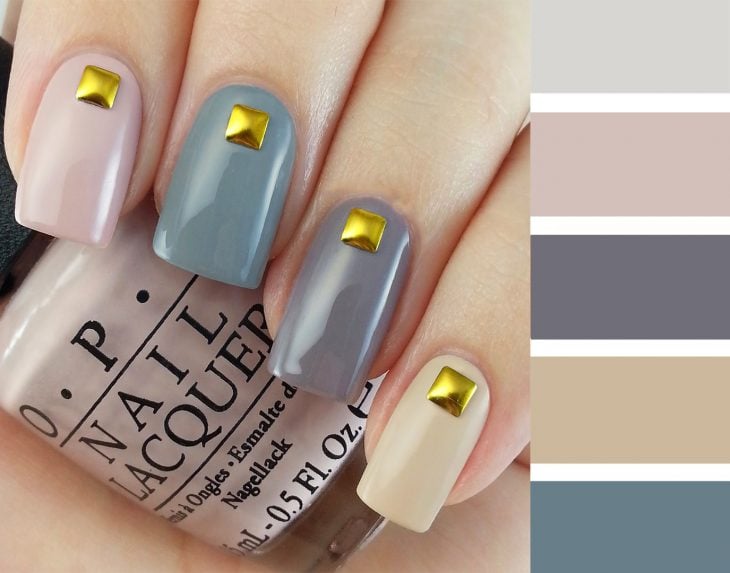 Combinaciones de uñas en color gris 