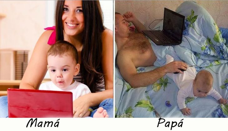 Papás e hijos con la computadora