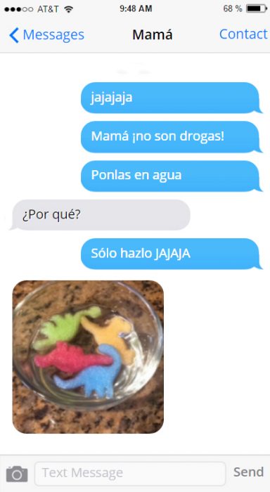 Mensajes madre e hija pastillas de colores que son dinosaurios 