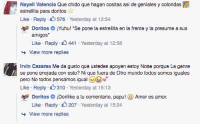 Captura de comentarios de Doritos 