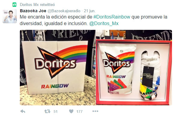 Tweet de Bazooka referente a Doritos Rainbow 
