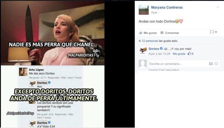 Doritos contesta en redes sociales 