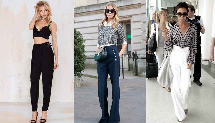 Chicas usando outfits con pantalones de talle alto 