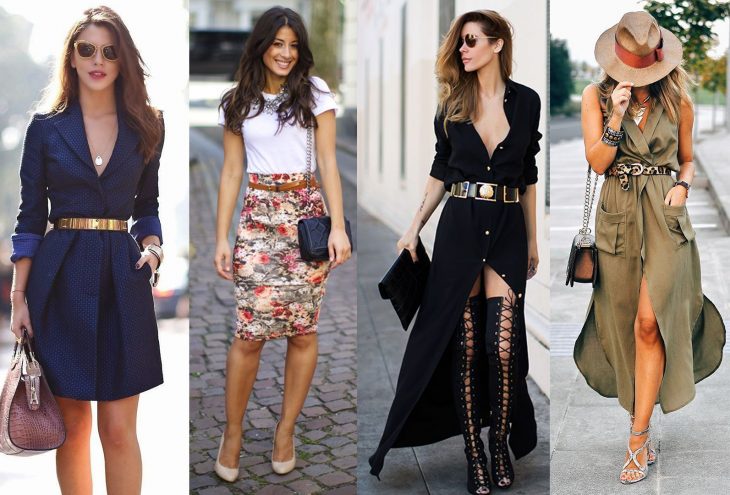 Chicas usando outfits que tienen cinturones 