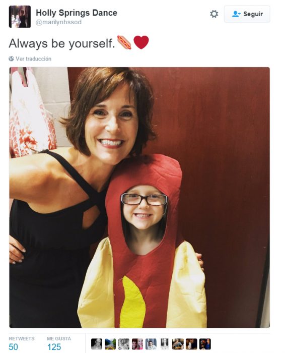 Comentario en twitter sobre la princesa hot dog donde dice que seas tu misma 