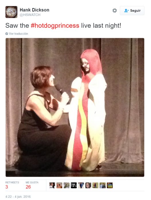 Comentario en twitter sobre la princesa hotdog 