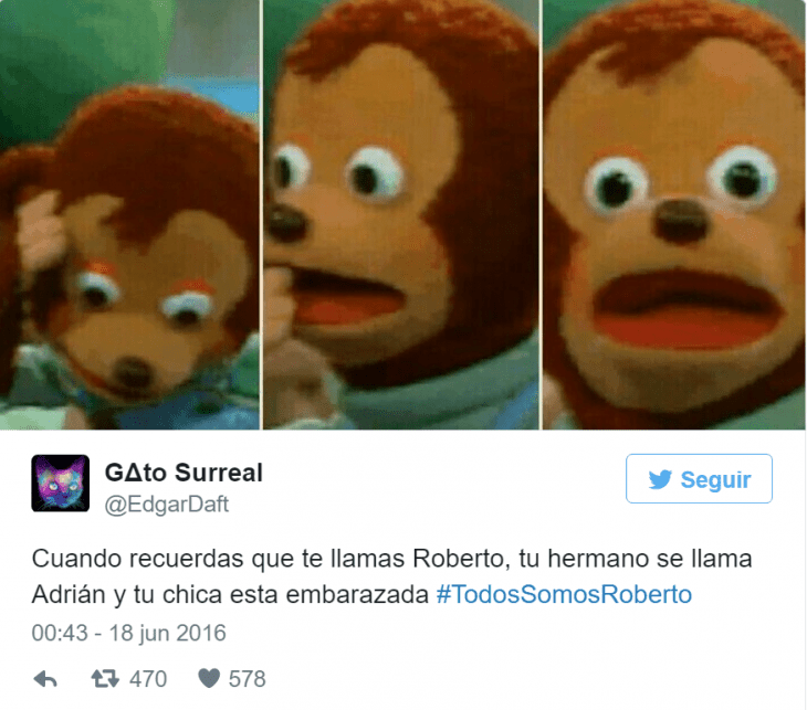 meme de chango de peluche y comentraio en twitter