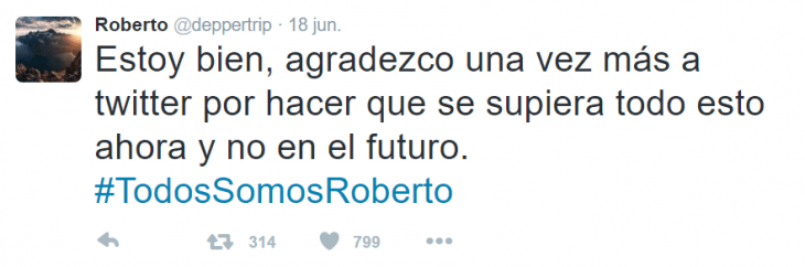 comentario de twitter Todos Somos Roberto 