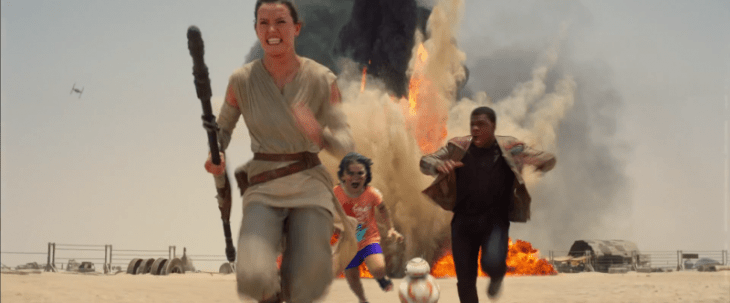 niña corriendo escena de star wars