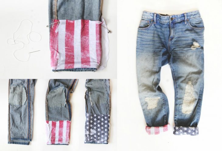 jeans con decoracion de bandera de estados unidos 