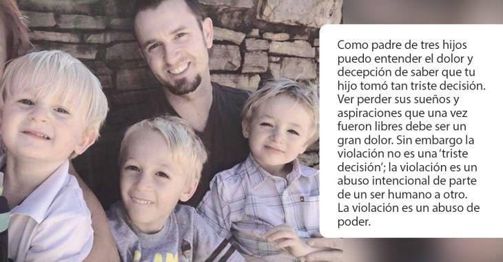 Carta de un padre de 3 hijos casado con una víctima de violación