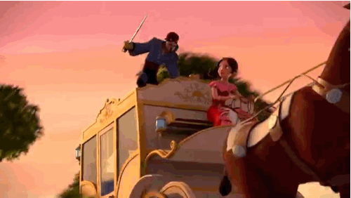 animacion princesa se sube a carruaje y principe gif