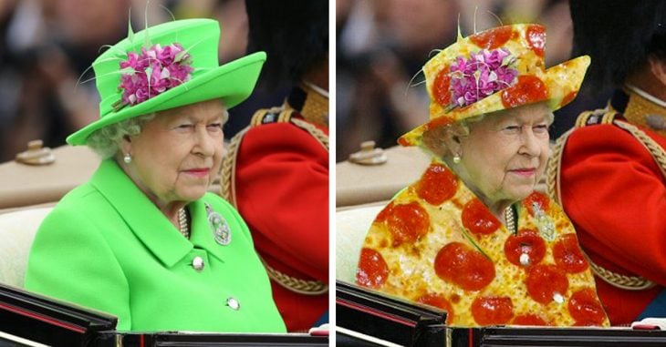 Outfit "pantalla verde" de la reina