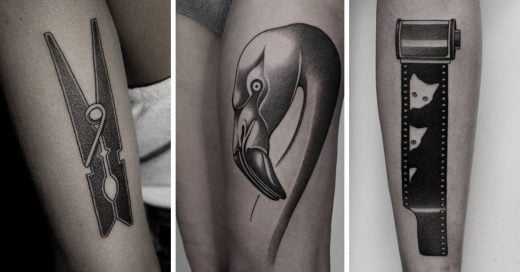 Artista ruso crea tatuajes surreales con puntillismo