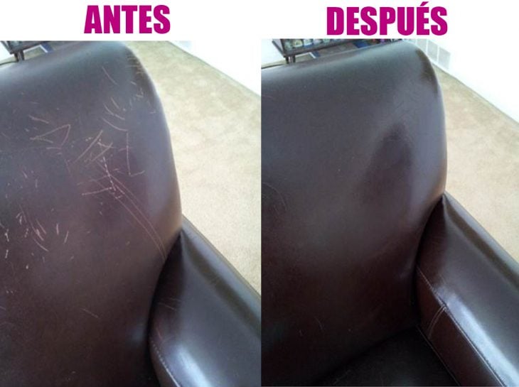 Limpieza antes y después de un sofá de cuero 