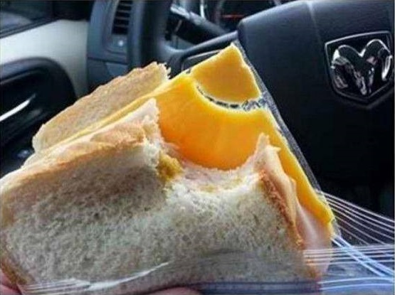 sandwich con queso en plástico