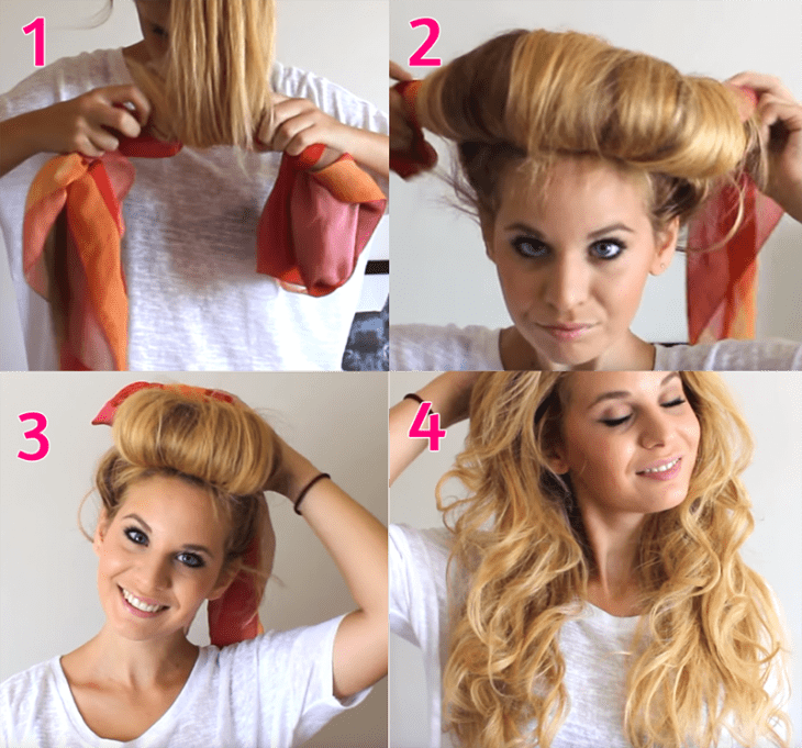 mujer rubia tutorial para hacer rizos 