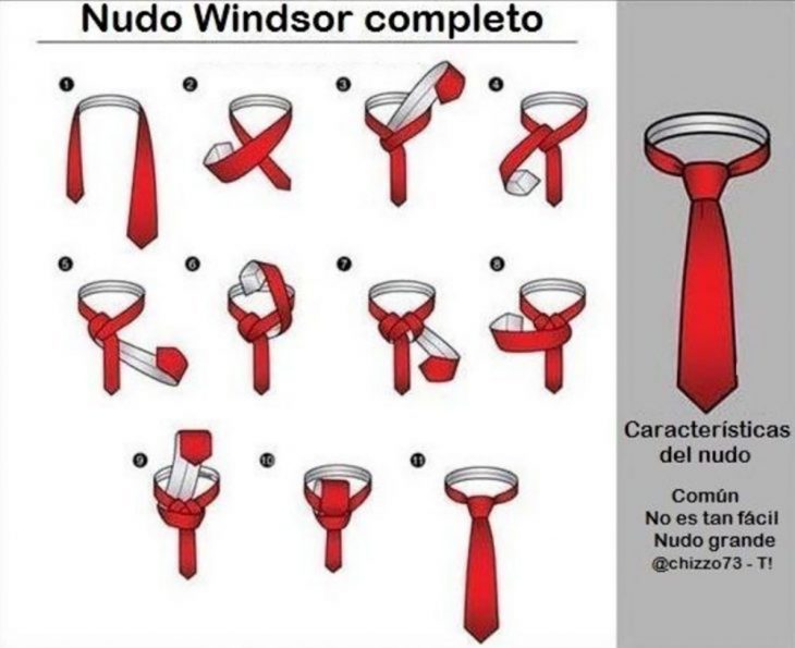 ilustracion guia para hacer nudos de corbatas 