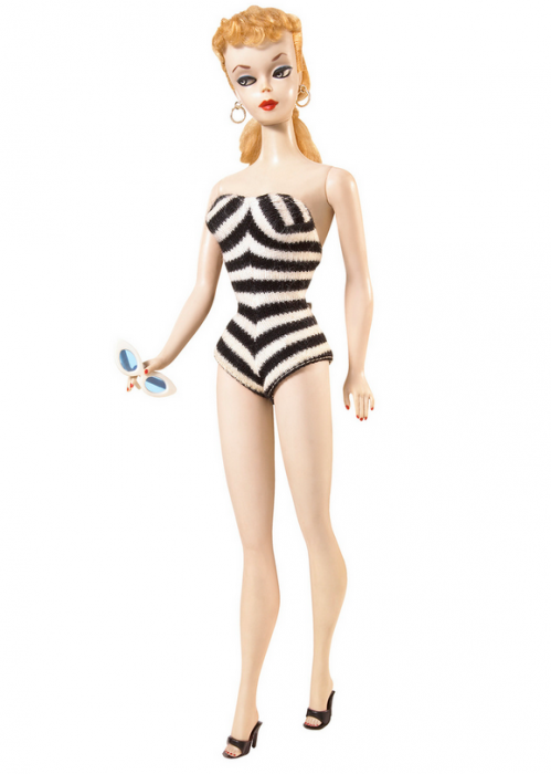 Barbie origial de 1959 en traje de baño